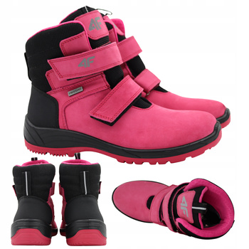 BUTY DZIECIĘCE 4F WYGODNE ZE SKÓRY WYSOKIE NA JESIEŃ ZIMĘ JOBMW252 55S