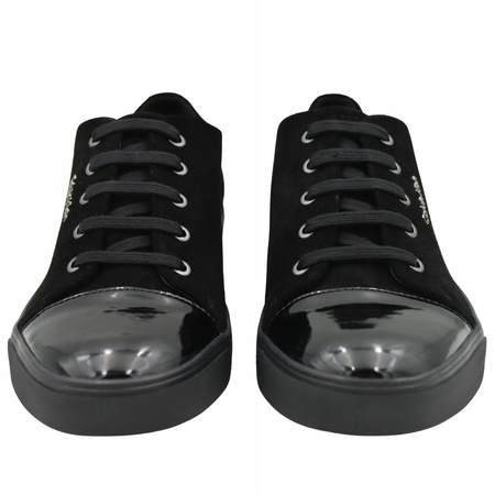 Buty Trampki Sneakersy Czarne Skóra Wygodne Niskie CALVIN KLEIN BLACK