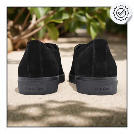 Buty Trampki Sneakersy Czarne Skóra Wygodne Niskie CALVIN KLEIN BLACK