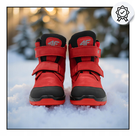 BUTY DZIECIĘCE 4F WYGODNE ZE SKÓRY WYSOKIE NA JESIEŃ ZIMĘ JOBMW25062S 
