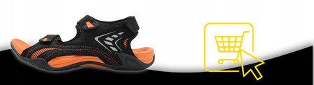 Sandały Damskie Młodzieżowe Lekkie Wygodne DK 3431 BLK/ORANGE