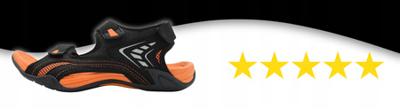 Sandały Damskie Młodzieżowe Lekkie Wygodne DK 3431 BLK/ORANGE