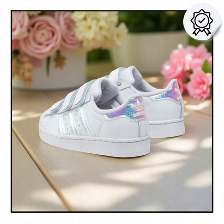 BUTY SPORTOWE DZIECIĘCE BIAŁE WYGODNE NA RZEP ADIDAS SUPERSTAR FV3655 