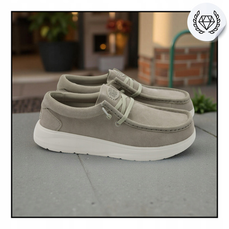 BUTY MĘSKIE LEKKIE MOKASYNY ZAMSZOWE HEYDUDE WALLY COMF SUEDE 419751SN