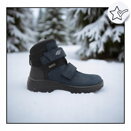 BUTY DZIECIĘCE 4F WYGODNE ZE SKÓRY WYSOKIE NA JESIEŃ ZIMĘ JOBMW25231S