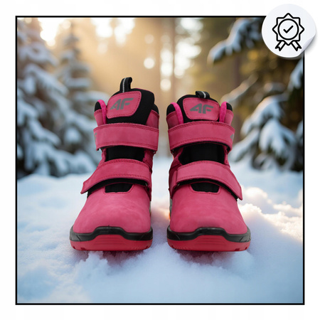 BUTY DZIECIĘCE 4F WYGODNE ZE SKÓRY WYSOKIE NA JESIEŃ ZIMĘ JOBMW252 55S