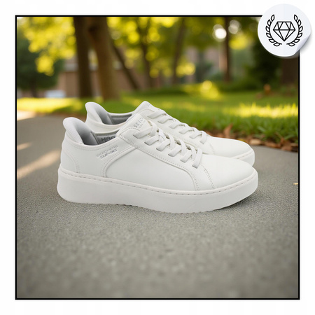 Buty męskie skechers wygodne lekkie wsuwane białe 183177/wht