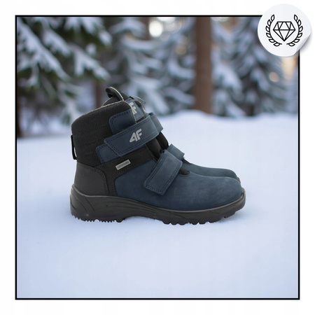 BUTY DZIECIĘCE 4F WYGODNE ZE SKÓRY WYSOKIE NA JESIEŃ ZIMĘ JOBMW25231S