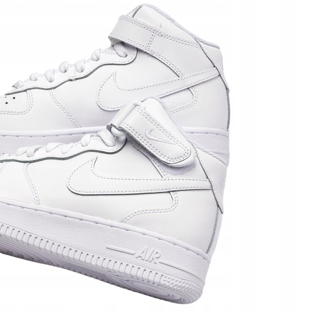 Buty Młodzieżowe Wysokie Wygodne Białe Skórzane NIKE AIR FORCE 1