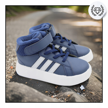 Buty Dziecięce Wysokie Wygodne Polar Rzepy ADIDAS GRAND COURT MID