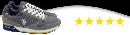 Buty Sneakersy Wygodne Męskie US POLO ASSN NOBIL003-GRY001
