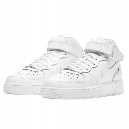 Buty Młodzieżowe Wysokie Wygodne Białe Skórzane NIKE AIR FORCE 1