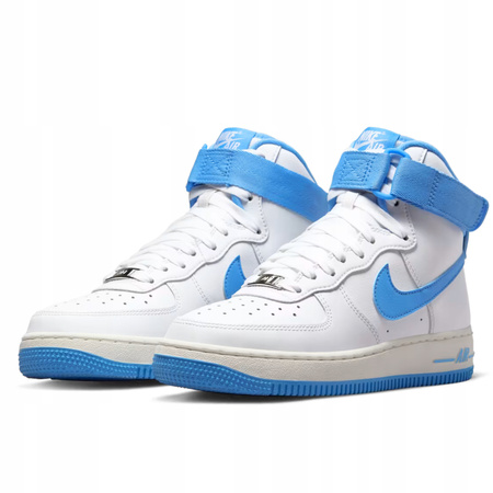 Buty Młodzieżowe Wysokie Wygodne Skóra Białe Rzep NIKE AIR FORCE 
