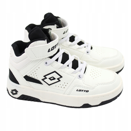 BUTY DZIECIĘCE WYSOKIE BIAŁE EKOSKÓRA LOTTO PIVOOT 2600210K1011