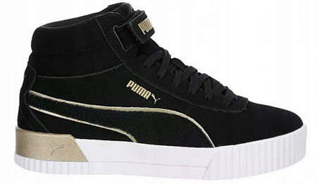 Buty Damskie Czarne Wysokie Wygodne Rzep PUMA CARINA MID SD METAL