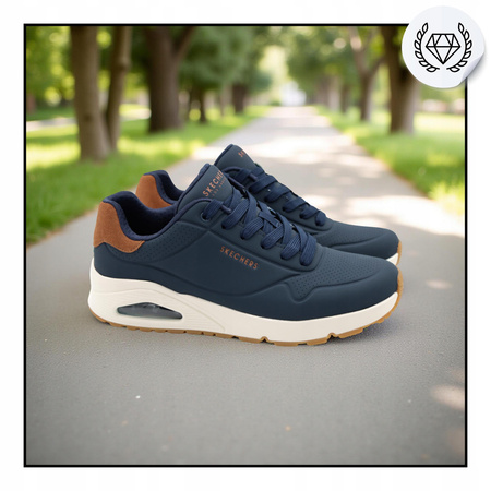 Buty sportowe męskie granatowe lekkie wygodne skechers 183004/nvy