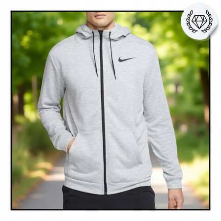 Bluza męska z kapturem sportowa szara na zamek Nike Dri-FIT CJ4317 063 R.XL