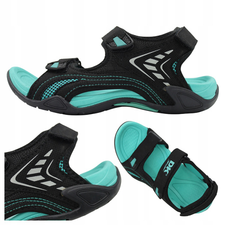 Sandały Damskie Outdoorowe Wygodne Lekkie Na Lato DK 3431 BLK/TURQ
