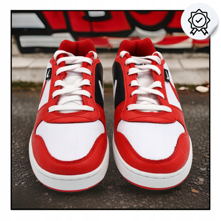 BUTY MĘSKIE SPORTOWE SKÓRZANE NIKE EBERNON CZERWONE AQ1774 101 R. 44,5