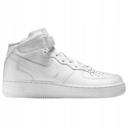 Buty Młodzieżowe Wysokie Wygodne Białe Skórzane NIKE AIR FORCE 1
