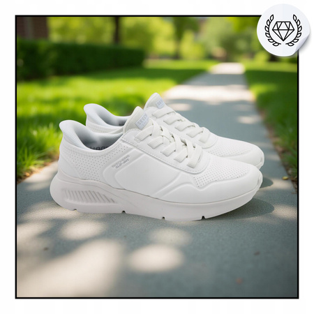 Buty sportowe męskie białe wsuwane lekkie wygodne skechers 183125/wht 