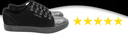 Buty Trampki Sneakersy Czarne Skóra Wygodne Niskie CALVIN KLEIN BLACK