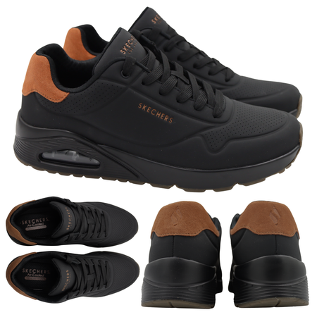 Buty sportowe męskie czarne lekkie wygodne skechers 183004/bbk