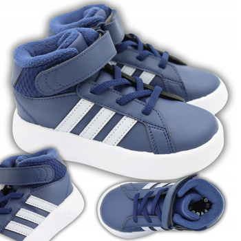 Buty Dziecięce Wysokie Wygodne Polar Rzepy ADIDAS GRAND COURT MID