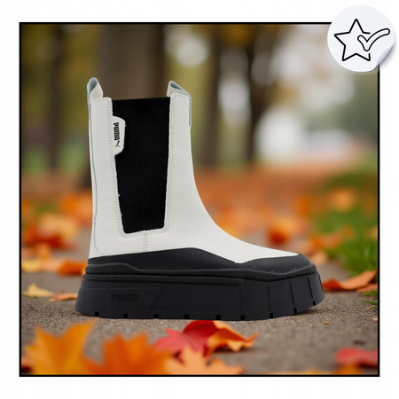 Buty damskie skórzane wysokie botki skóra białe puma mayze 386272 01 r. 38