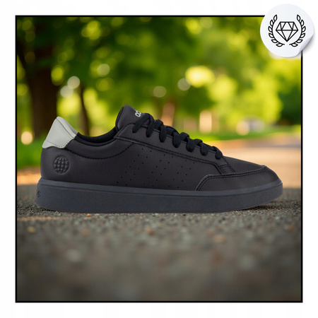 Buty Tenisówki Męskie Czarne Skóra Wygodne ADIDAS NOVA COURT