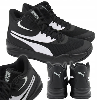 Buty Koszykarskie Męskie Wygodne Czarne Skórzane PUMA TRIPLE MID R. 43