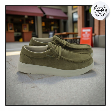 BUTY MĘSKIE LEKKIE MOKASYNY ZAMSZOWE HEYDUDE WALLY COMF SUEDE 419753AF 