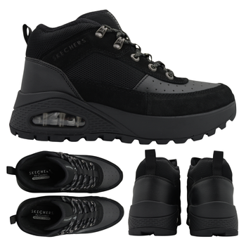 Buty męskie skechers czarne wygodne za kostkę jesień zima 183049/bbk