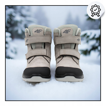 BUTY DZIECIĘCE 4F WYGODNE ZE SKÓRY WYSOKIE NA JESIEŃ ZIMĘ JOBMW250 26S 