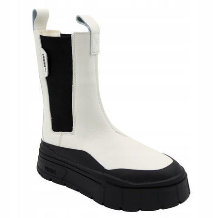 Buty damskie skórzane wysokie botki skóra białe puma mayze 386272 01 r.38,5