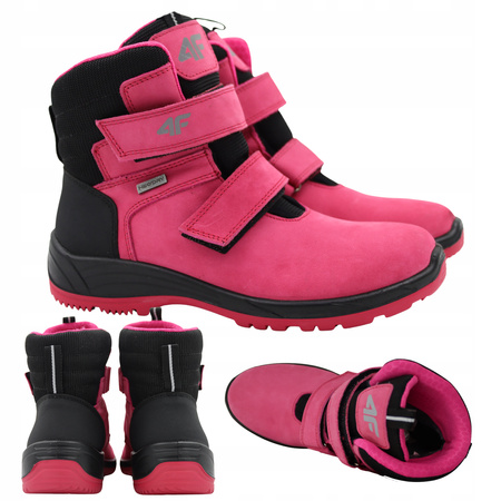 BUTY DZIECIĘCE 4F WYGODNE ZE SKÓRY WYSOKIE NA JESIEŃ ZIMĘ JOBMW252 55S