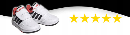 Buty Dziecięce Sneakersy Sportowe Białe Trampki Skóra ADIDAS HOOPS