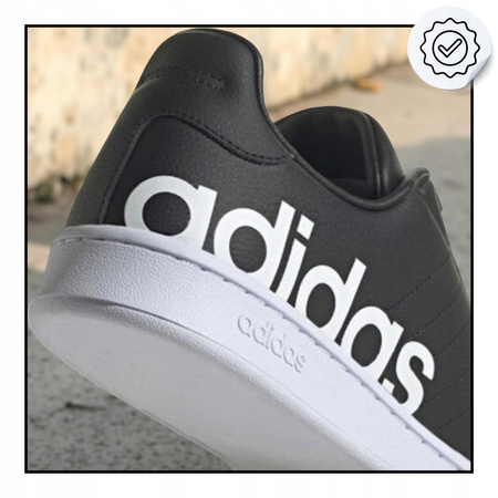 Buty Trampki Czarne Skóra Wygodne Męskie ADIDAS GRAND COURT