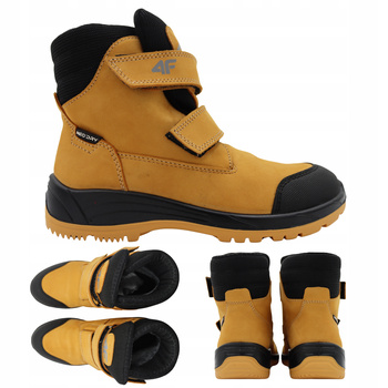 BUTY DZIECIĘCE 4F WYGODNE ZE SKÓRY WYSOKIE NA JESIEŃ ZIMĘ JOBMW25083S