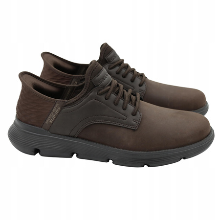 Buty męskie skórzane skechers brązowe wygodne wsuwane 205046/choc