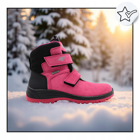 BUTY DZIECIĘCE 4F WYGODNE ZE SKÓRY WYSOKIE NA JESIEŃ ZIMĘ JOBMW252 55S