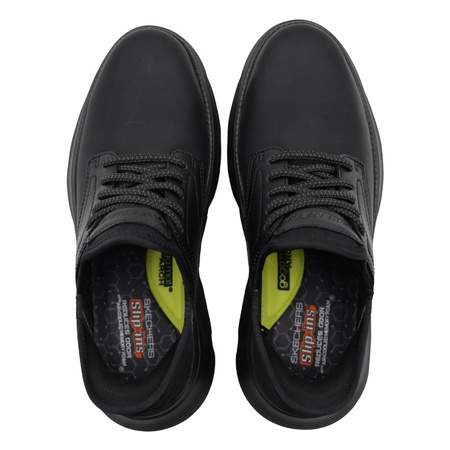 Buty męskie skórzane skechers czarne wygodne wsuwane 205046/bbk 