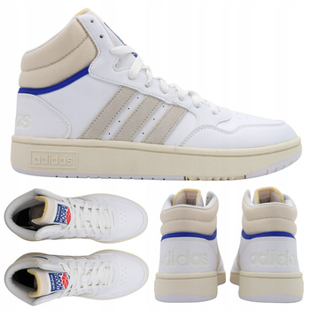 Buty Sneakersy Wysokie Białe Skóra Skórzane Wygodne ADIDAS HOOPS