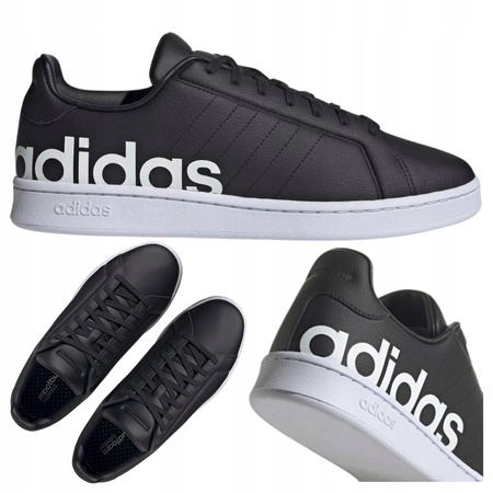 Buty Trampki Czarne Skóra Wygodne Męskie ADIDAS GRAND COURT