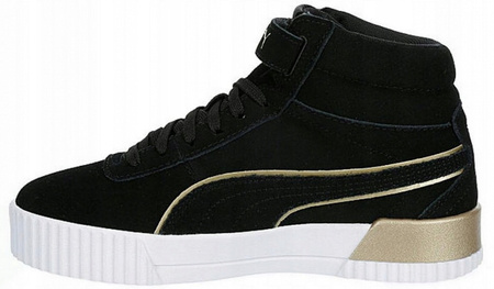 Buty Damskie Czarne Wysokie Wygodne Rzep PUMA CARINA MID SD METAL