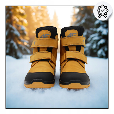 BUTY DZIECIĘCE 4F WYGODNE ZE SKÓRY WYSOKIE NA JESIEŃ ZIMĘ JOBMW25083S 
