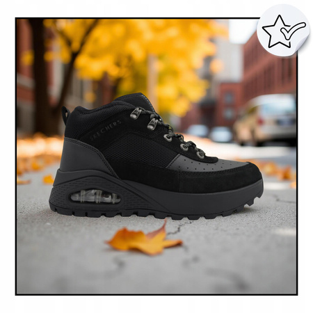 Buty męskie skechers czarne wygodne za kostkę jesień zima 183049/bbk