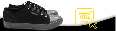 Buty Trampki Sneakersy Czarne Skóra Wygodne Niskie CALVIN KLEIN BLACK