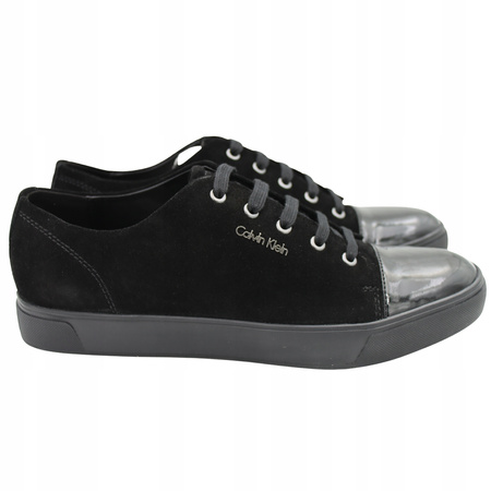 Buty Trampki Sneakersy Czarne Skóra Wygodne Niskie CALVIN KLEIN BLACK