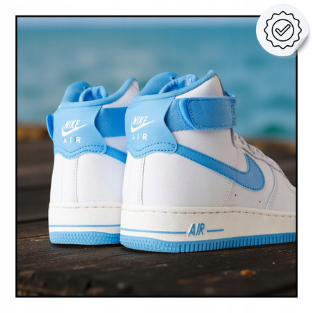 Buty Młodzieżowe Wysokie Wygodne Skóra Białe Rzep NIKE AIR FORCE 